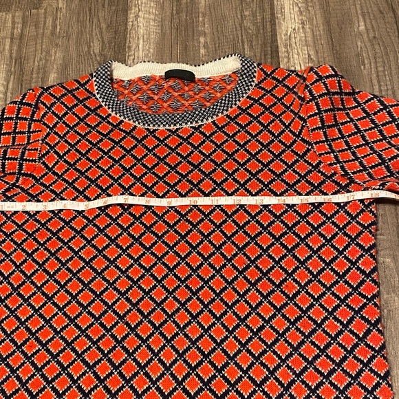 J. Crew Red and navy Geometric Crew Neck Sweater - Picture 6 of 10